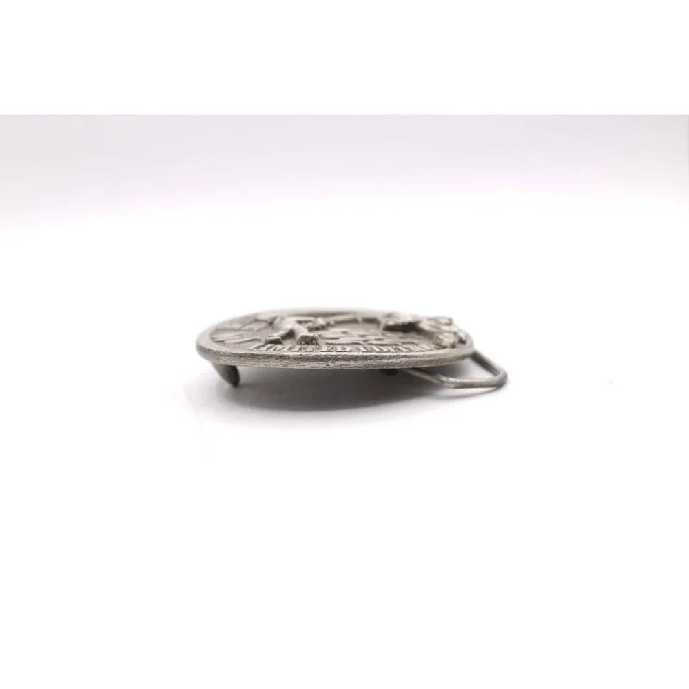 Fish America Belt Buckle Oval Design Sportfishing Pewter Ltd Edt USA Made Vtg